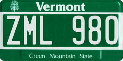VT license plate ZML980