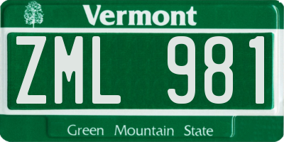 VT license plate ZML981