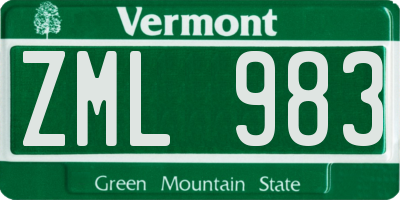 VT license plate ZML983