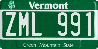 VT license plate ZML991