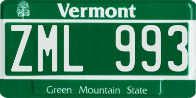 VT license plate ZML993