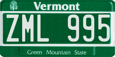 VT license plate ZML995