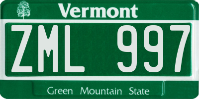 VT license plate ZML997