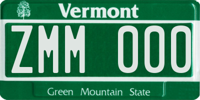 VT license plate ZMM000