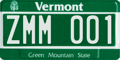VT license plate ZMM001
