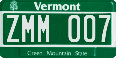 VT license plate ZMM007