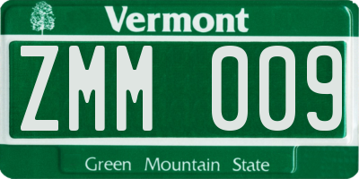VT license plate ZMM009