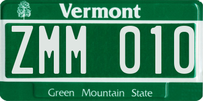 VT license plate ZMM010