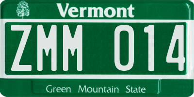 VT license plate ZMM014