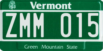 VT license plate ZMM015