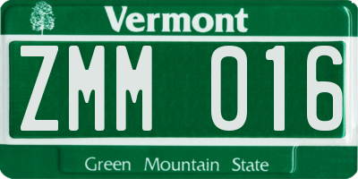 VT license plate ZMM016