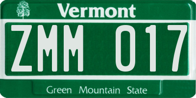 VT license plate ZMM017