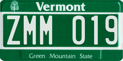 VT license plate ZMM019