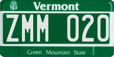 VT license plate ZMM020