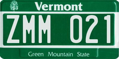 VT license plate ZMM021