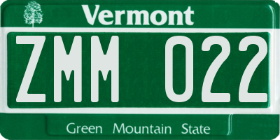 VT license plate ZMM022