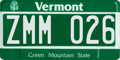 VT license plate ZMM026