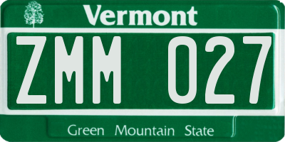 VT license plate ZMM027
