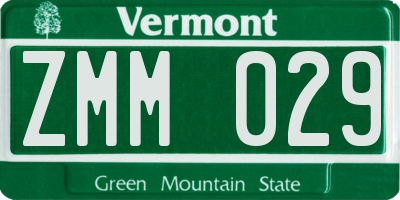 VT license plate ZMM029