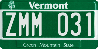 VT license plate ZMM031