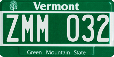 VT license plate ZMM032