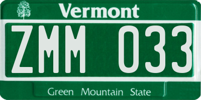 VT license plate ZMM033