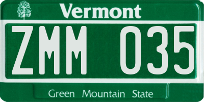 VT license plate ZMM035