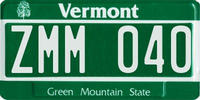 VT license plate ZMM040
