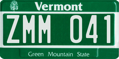 VT license plate ZMM041