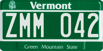 VT license plate ZMM042