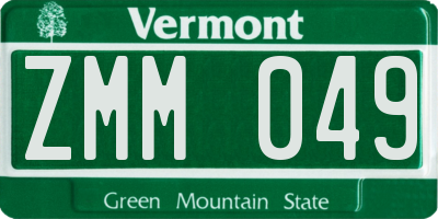 VT license plate ZMM049