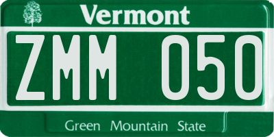 VT license plate ZMM050