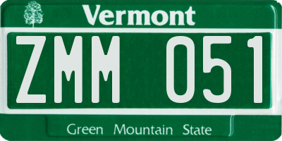 VT license plate ZMM051