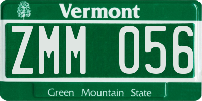 VT license plate ZMM056