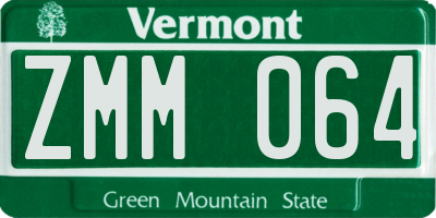 VT license plate ZMM064