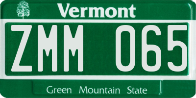 VT license plate ZMM065