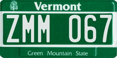 VT license plate ZMM067