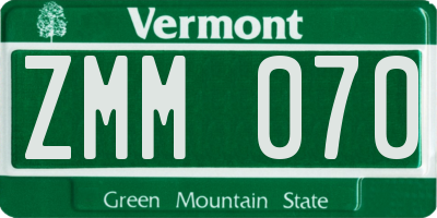 VT license plate ZMM070