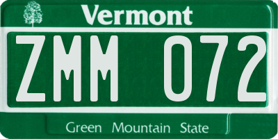 VT license plate ZMM072