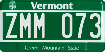 VT license plate ZMM073