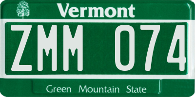 VT license plate ZMM074