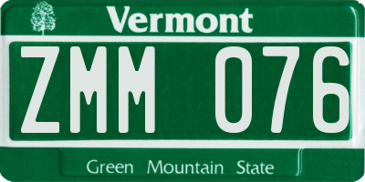 VT license plate ZMM076