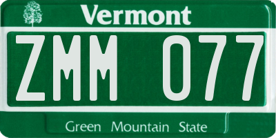 VT license plate ZMM077