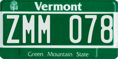 VT license plate ZMM078
