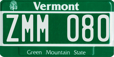 VT license plate ZMM080