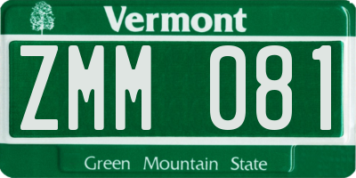 VT license plate ZMM081