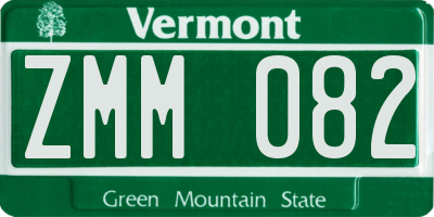 VT license plate ZMM082
