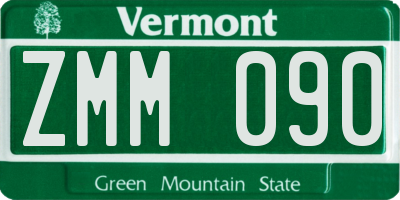 VT license plate ZMM090
