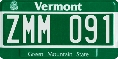 VT license plate ZMM091