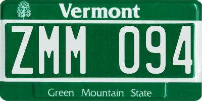 VT license plate ZMM094